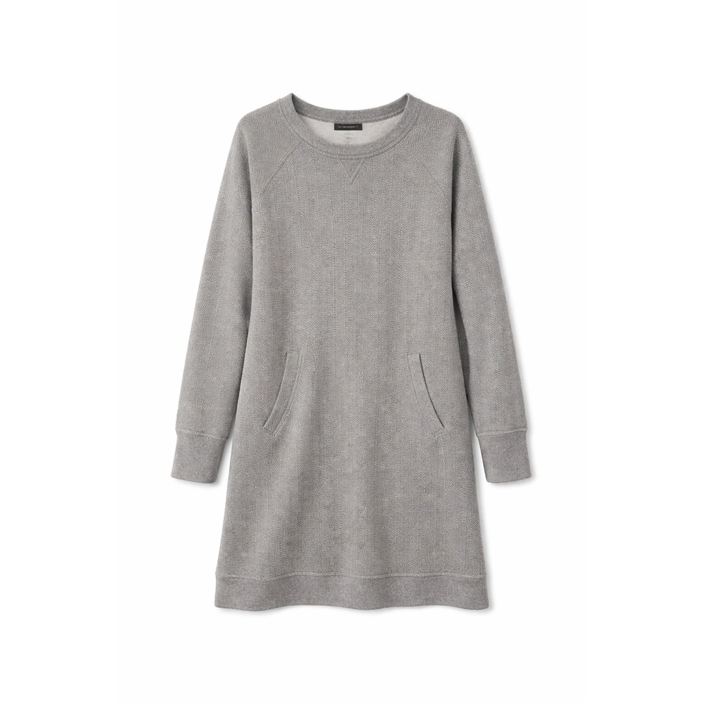 GoLite Sweatshirt Dress Women Medium Gray Herringbone Cotton Long Sleeve Pocket